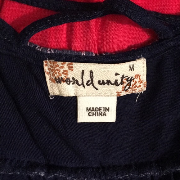 Medium World Unity Red White & Blue Top #J48 - Picture 5 of 7